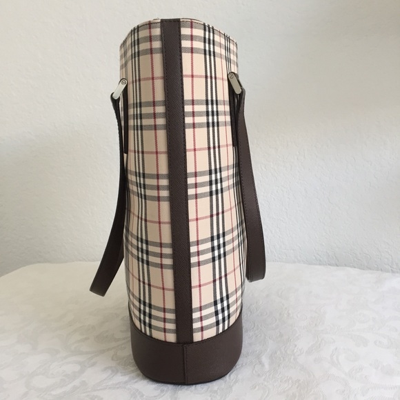 Burberry check canvas brown leather trim tote - Picture 6 of 11